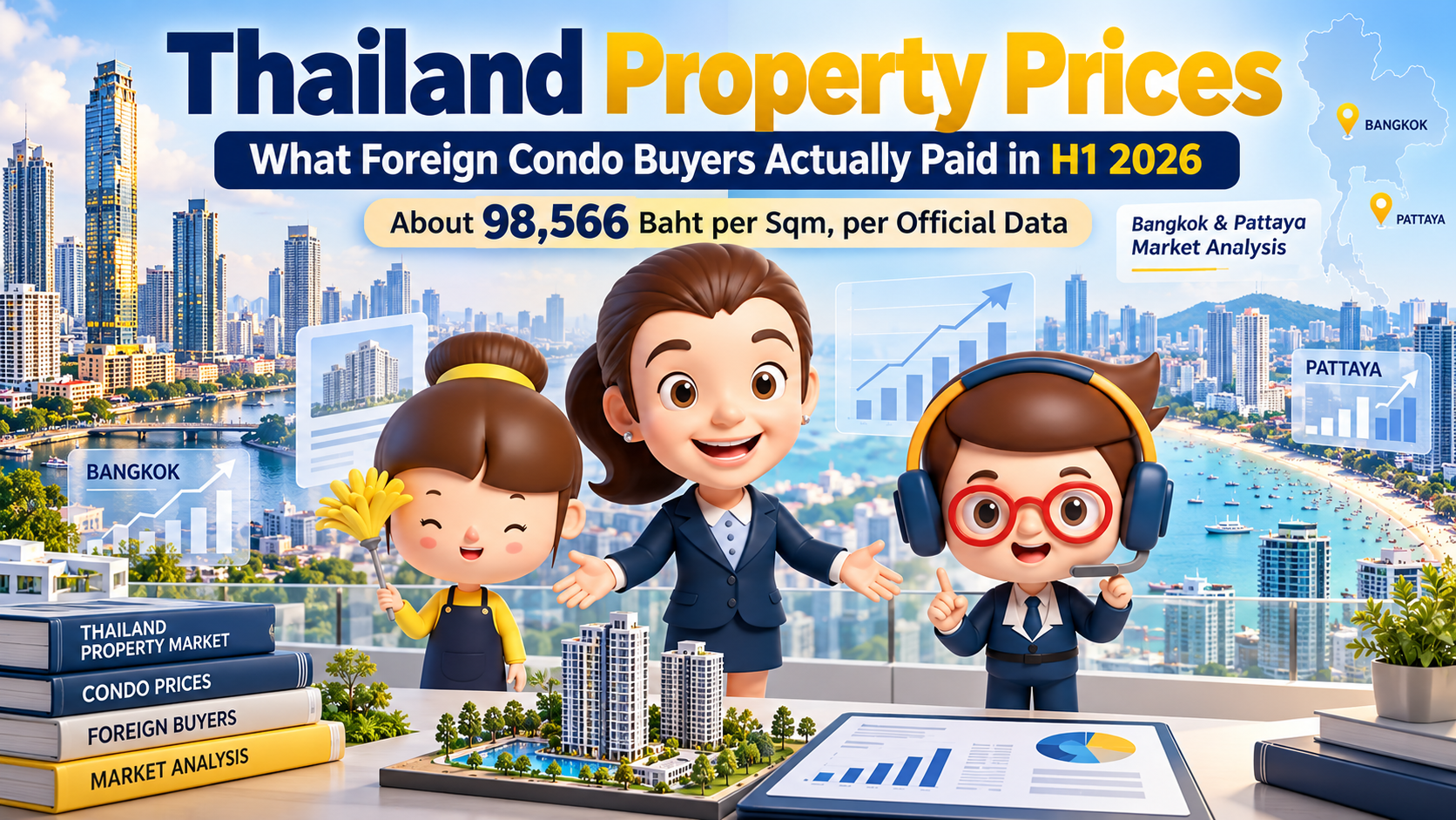 Thailand Property Prices: What Foreign Condo Buyers Actually Paid in H1 2026 (About 98,566 Baht per Sqm, per Official Data)